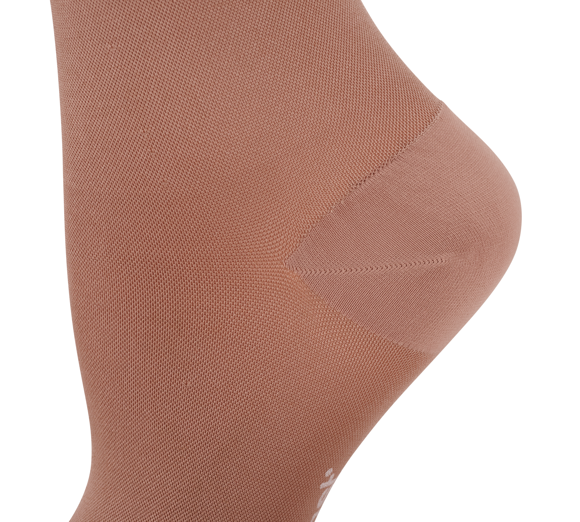 A detailed shot demonstrating the stiched heel on the Credalast Comfort Below Knee in Beige