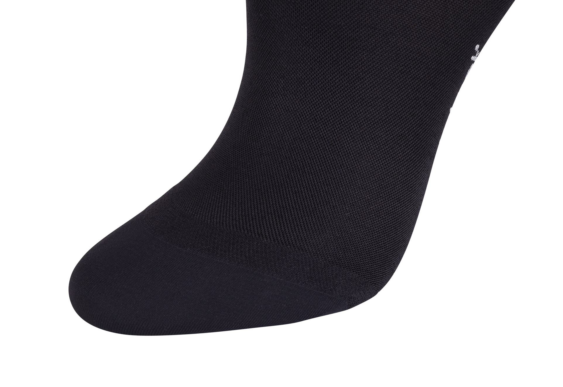 A detailed shot demonstrating the Closed Toe finish on the Credalast Comfort Below Knee in Black